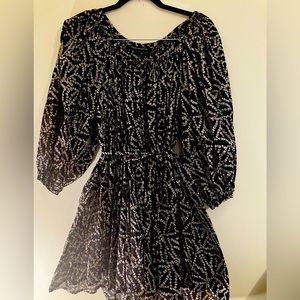 French Connection black and white puff sleeve mini dress
